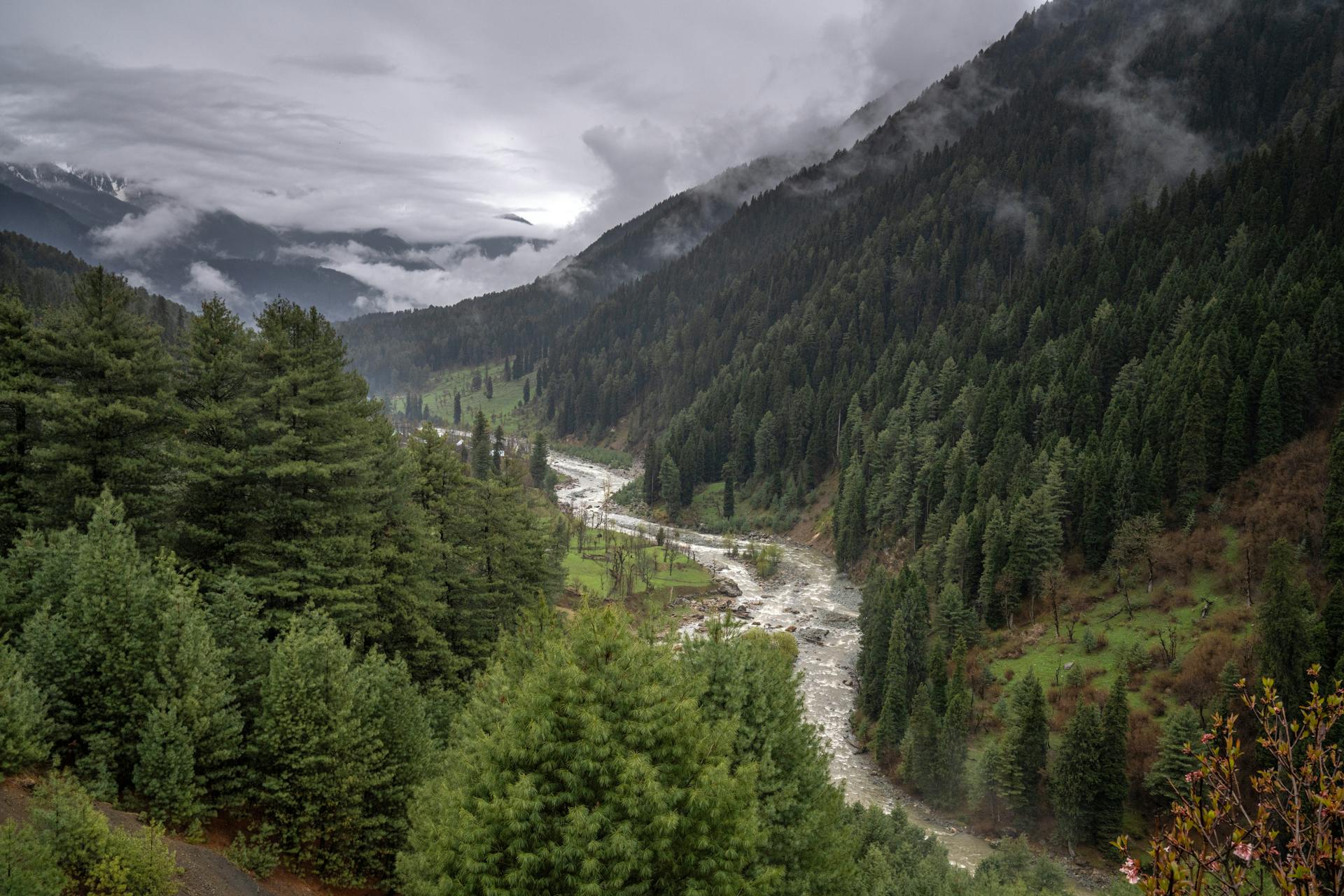 Pahalgam valley with Lidder river in Kashmir
